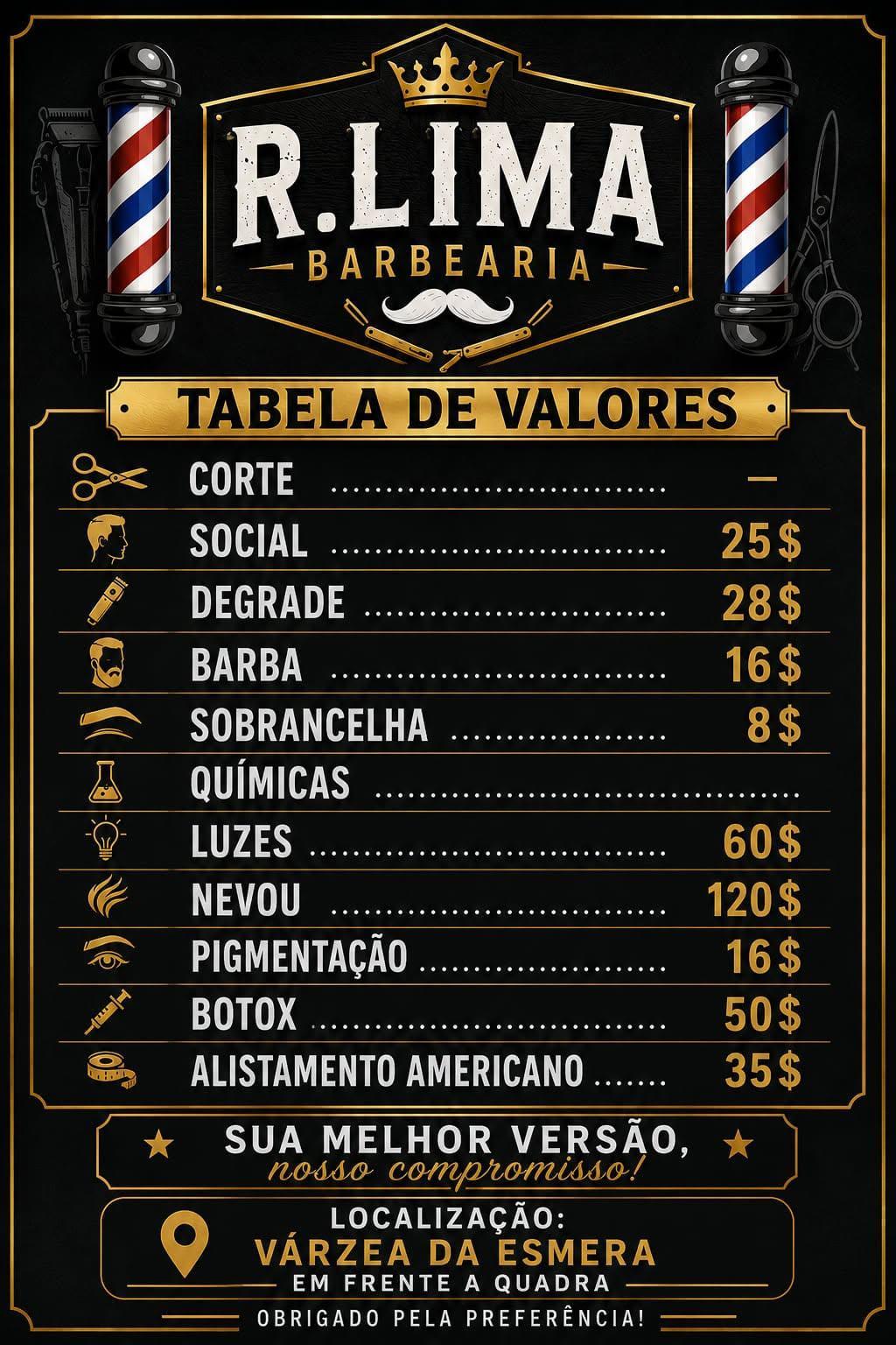 Tabela oficial R Lima Barber